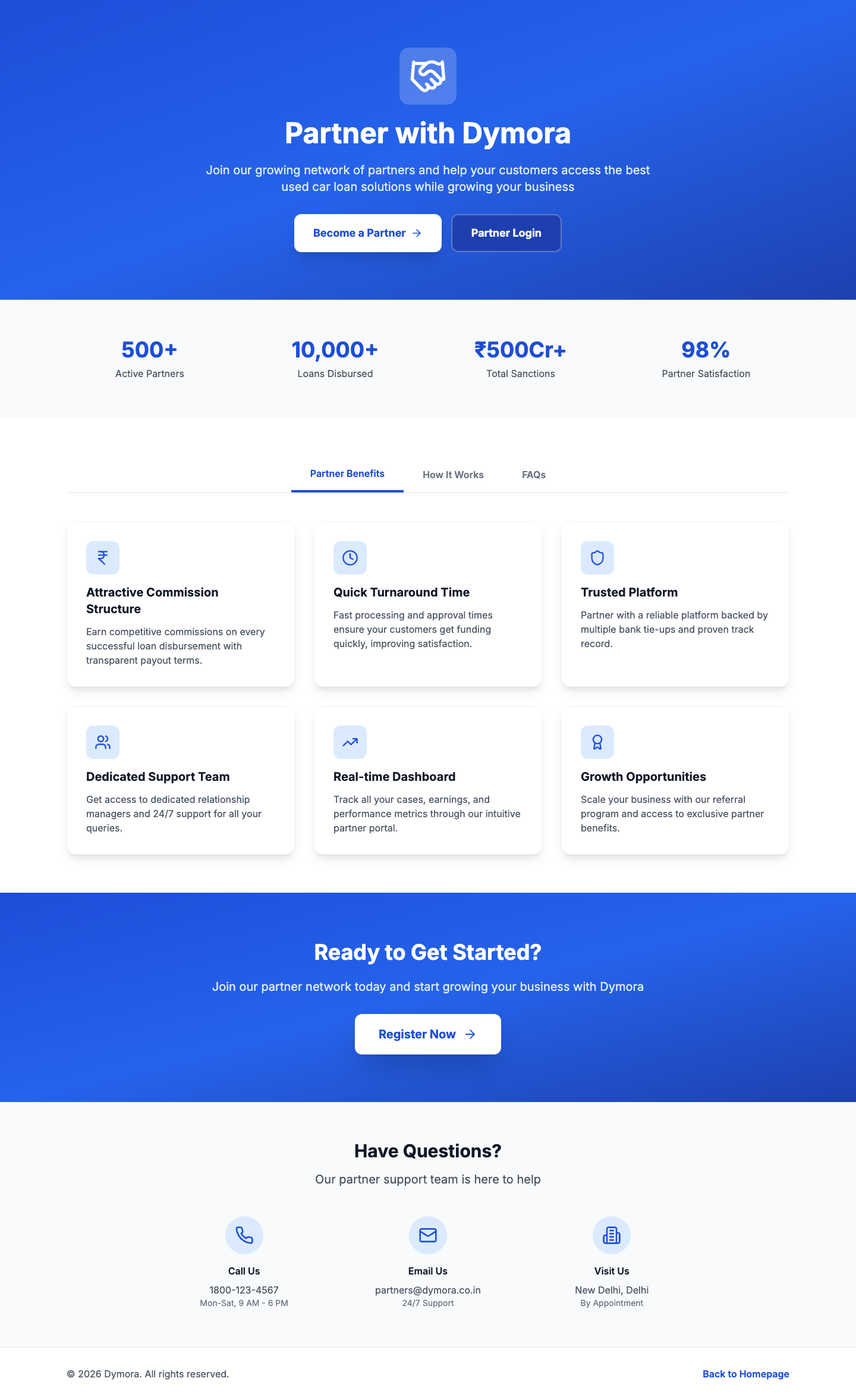 Partner landing page